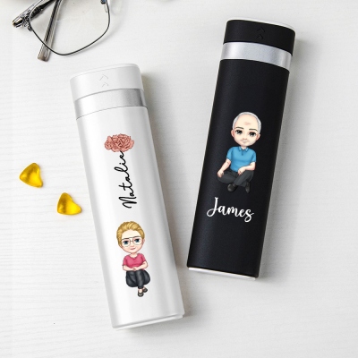 Custom Cartoon Character Pill Organizer with Name & Birth Flower, 7-Day Pill Box with Large Compartment, Christmas/Birthday Gift for Family/Friends
