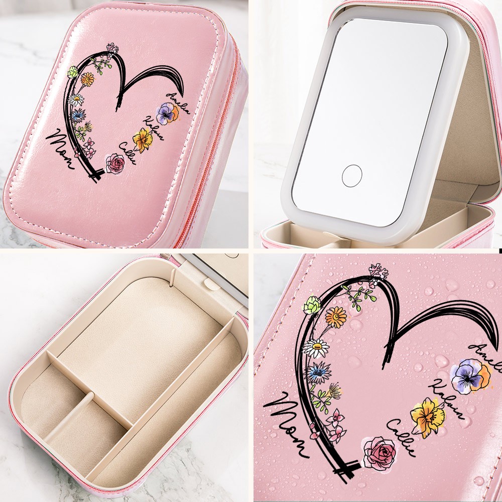 LED three-color adjustable makeup mirror