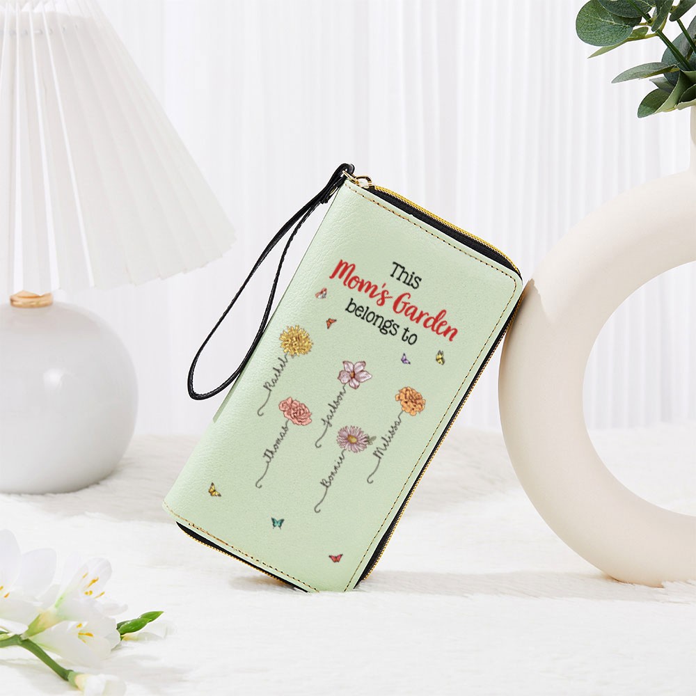 ladies wallet with birthflower