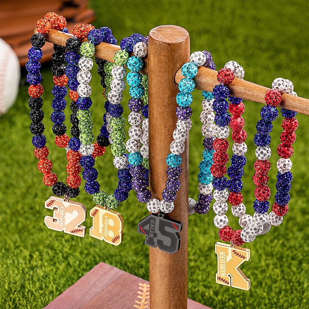 Benutzerdefinierte Baseball Softball Sport Strass Perlen Tropf Halskette