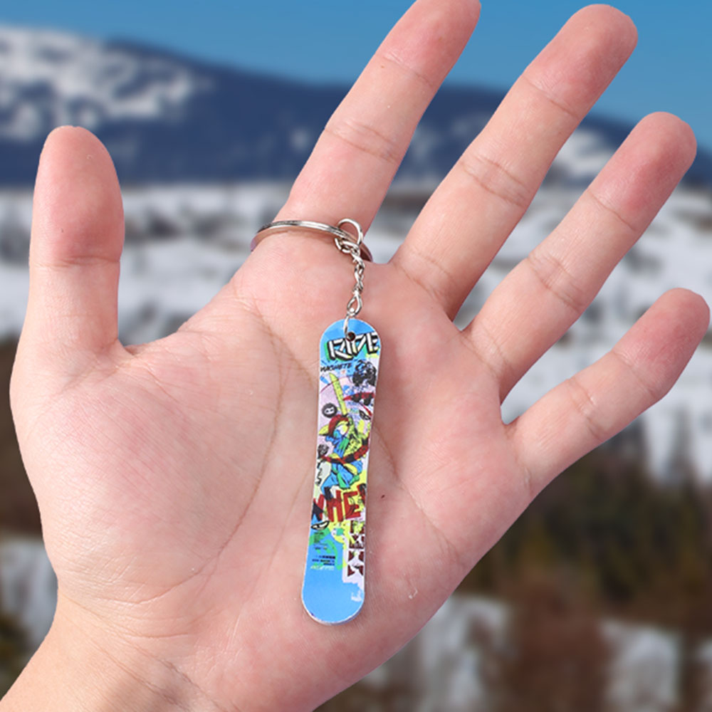 Personalized Photo Snowboard Keychain, Acrylic Miniature Snowboard