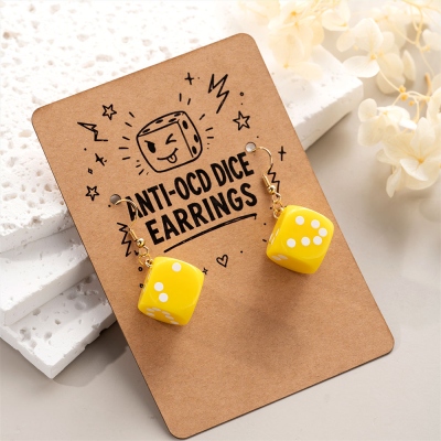 Acrylic Anti-OCD Chaos D6 Dice Dangle Earrings, Random Mismatched Dot Drop Earrings, Quirky Novelty DND Jewelry Gift for Her