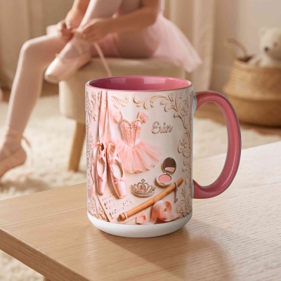 Tazza personalizzata a tema balletto e tutù con nome, tazza in ceramica per caffè o cioccolata calda, ideale per concorsi di danza e saggi, regalo di compleanno per amanti del balletto/ragazze.