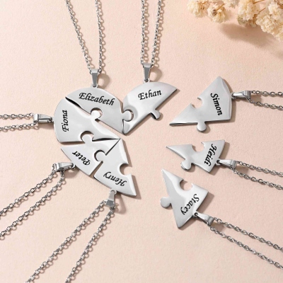 Gepersonaliseerde puzzelkettingen met 2-8 hartjes en namen, delicate familiesieraden, verjaardags-/jubileum-/Moederdagcadeaus voor mama/oma/zussen/familie