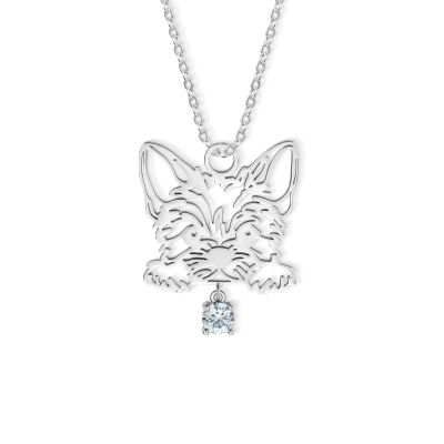 Personligt namnhalsband med hundrassilhuett och födelsesten, elegant hundminnessmycke, födelsedags-/årsdagspresent för husdjursälskare/ägare