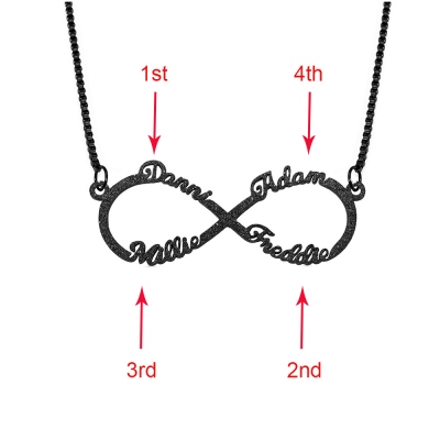 Personalized Sparkling Infinity Name Necklace in Black