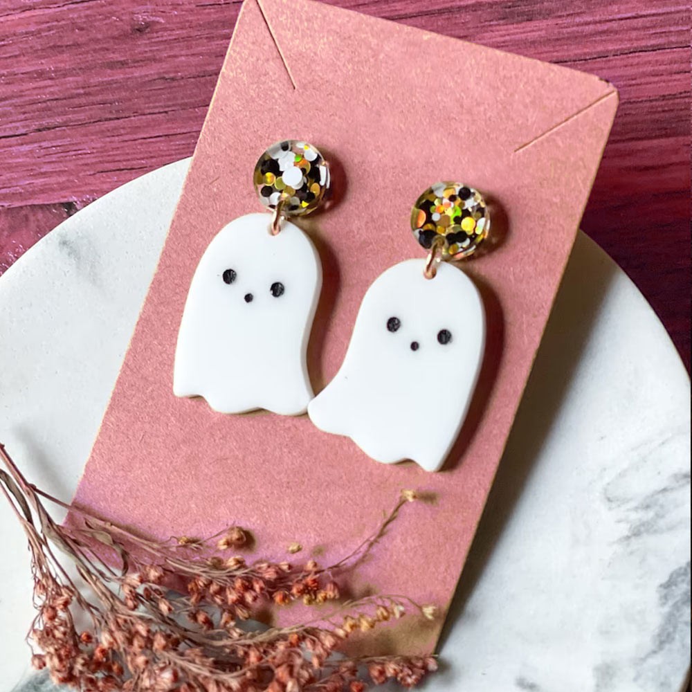 Boucles d'Oreilles Acrylique Halloween Fantôme