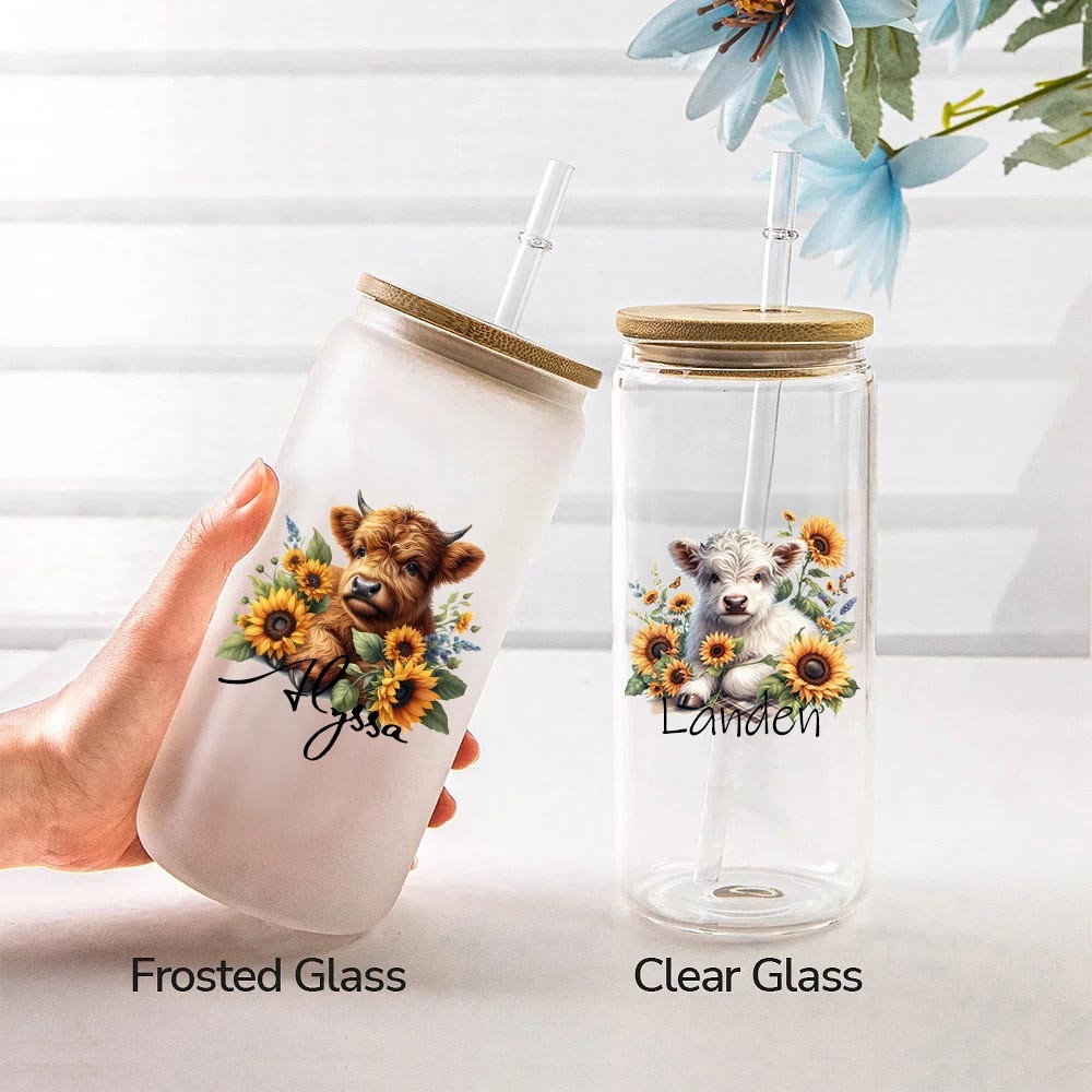 Glass cup with name