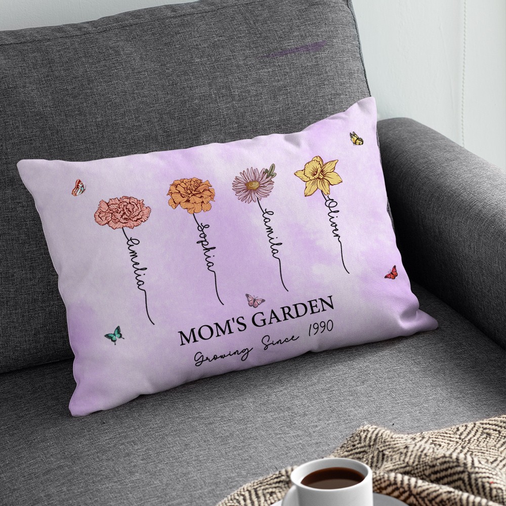 mother's birthflower garden pillow