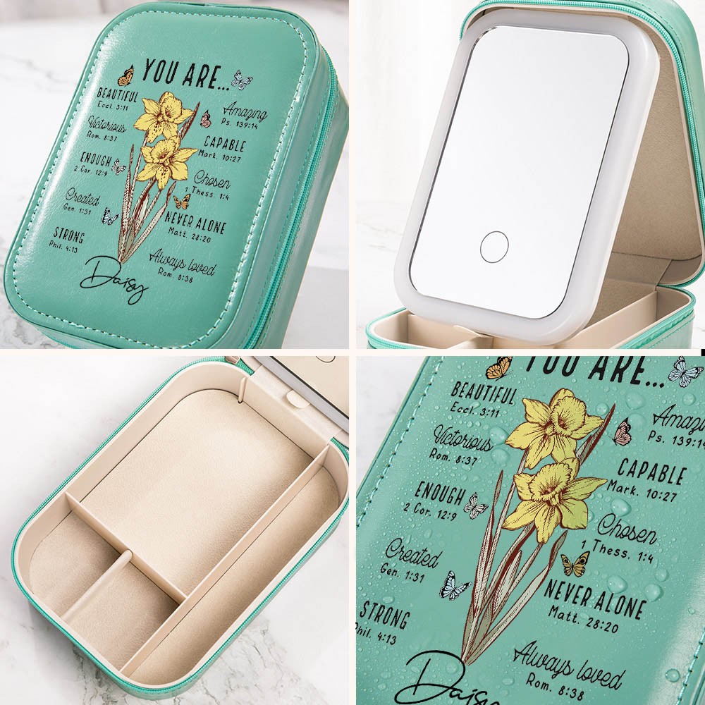 waterproof makeup mirror jewelry box with zipper