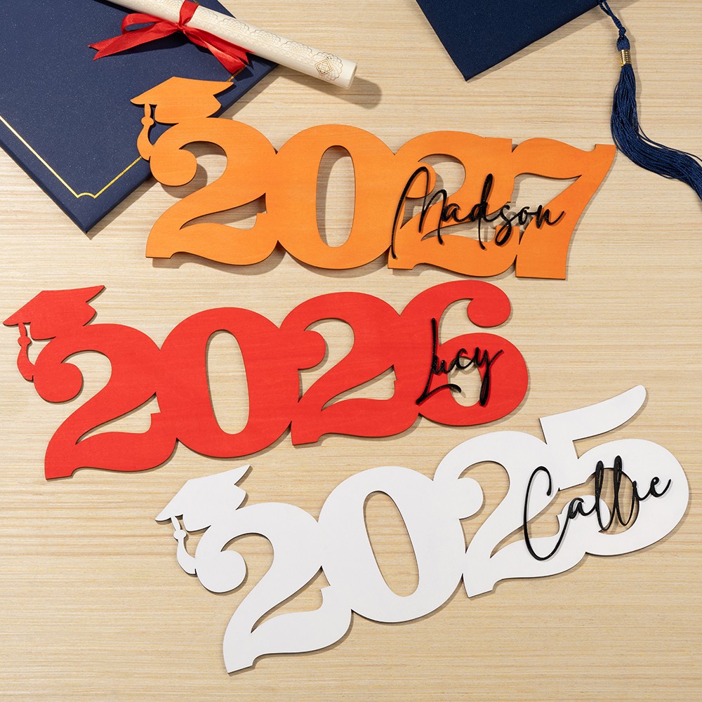 Custom 2025 Glitter Graduation Photo Prop, Wooden Graduation Sign with Name Senior Party Decoration/Dormitory Decoration, Graduation Gift