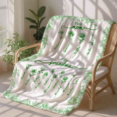 Birth flower blanket with name