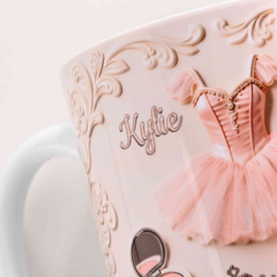 Tazza personalizzata a tema balletto e tutù con nome, tazza in ceramica per caffè o cioccolata calda, ideale per concorsi di danza e saggi, regalo di compleanno per amanti del balletto/ragazze.