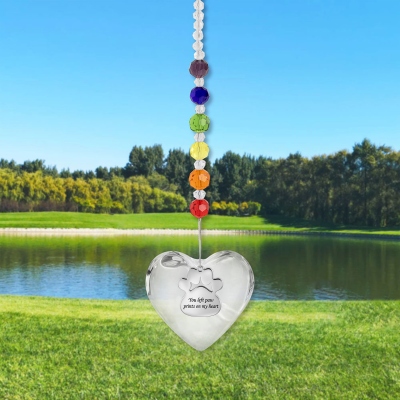 Rainbow Bridge Pet Loss Heart Sun Catcher, souvenir commémoratif, cadeau de perte d'animal de compagnie, vous avez laissé des empreintes de patte sur mon cœur, cadeau pour chien maman/amoureux des animaux de compagnie