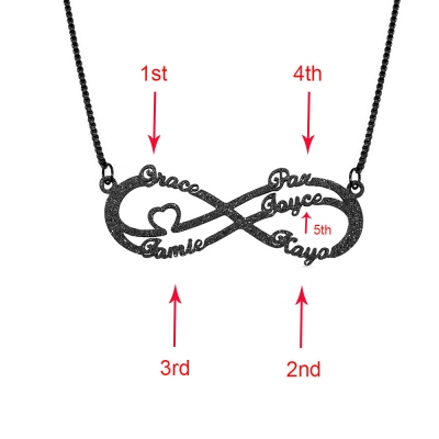 Personalized Sparkling Infinity Name Necklace in Black