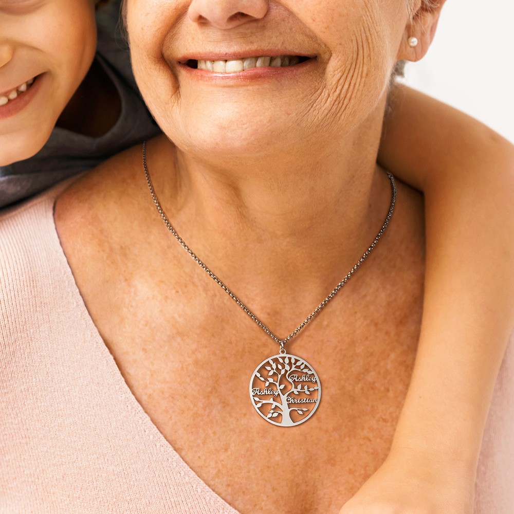 Personalized 1-9 Names Family Tree of Life Necklace, Mother's Day Birthday Gift for Mom Grandma