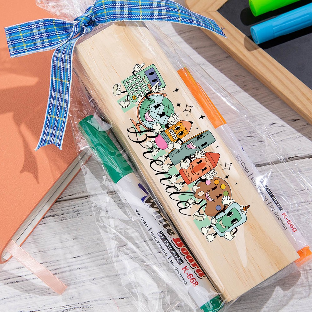 Markers and Wooden Eraser