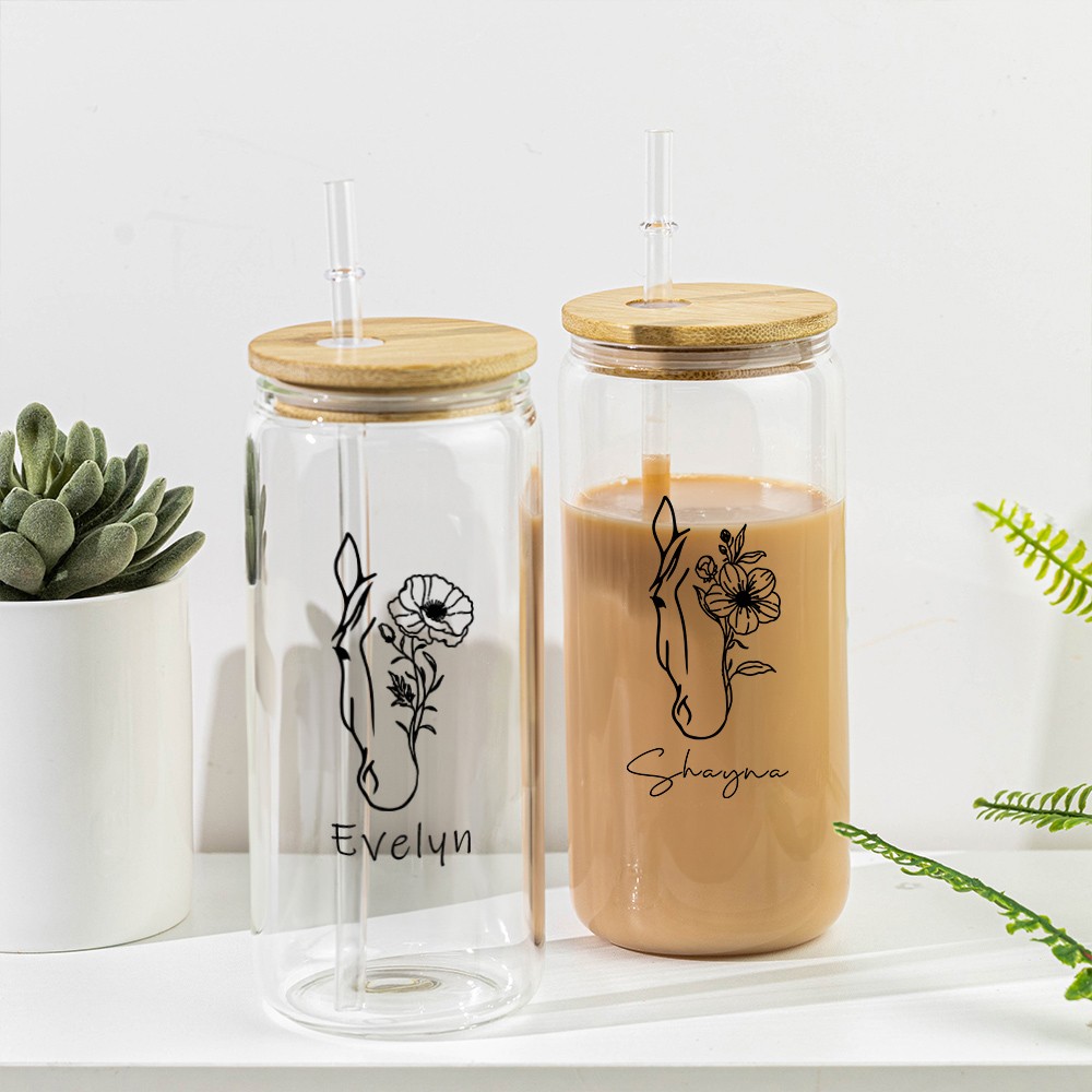 Glass cup with name