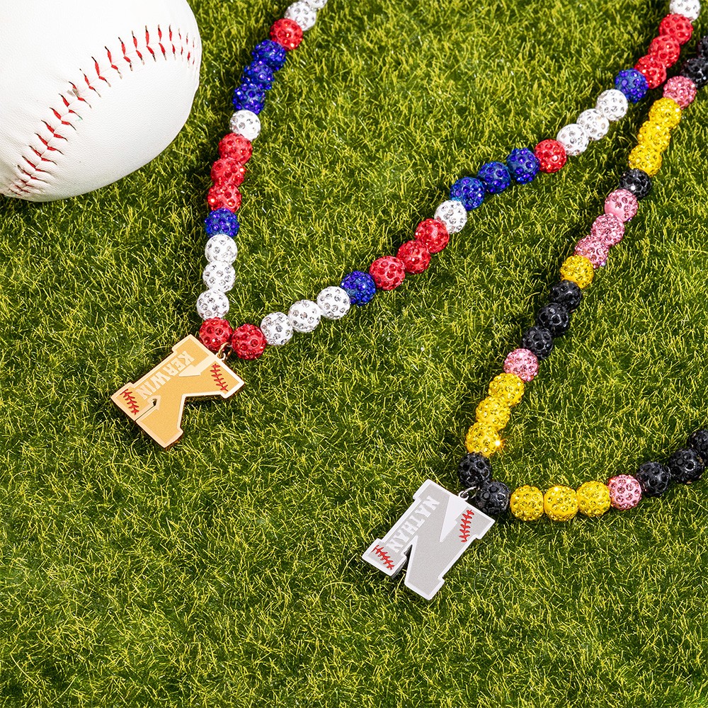 Benutzerdefinierte Baseball Softball Sport Strass Perlen Tropf Halskette
