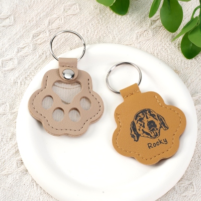 Pet Memorial Hair Keepsake Keychain with Custom Portrait Pet Sympathy Gift Dog Cat Bag Charm Pet Owner Gift