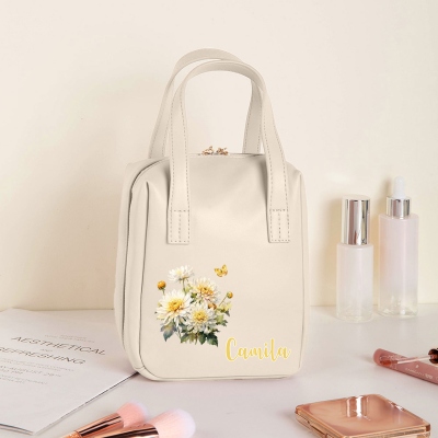 make up bag with birthflower