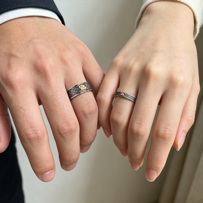 D20 Dice Dragon Scale Engagement & Promise Rings for Couples, Inner Engraved Silver/Brass Dragon Claw Ring Anniversary Gift for Her