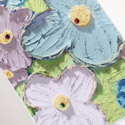 Glitter Flower iPhone Case with Rhinestones, Floral Bloom Cloud Case
