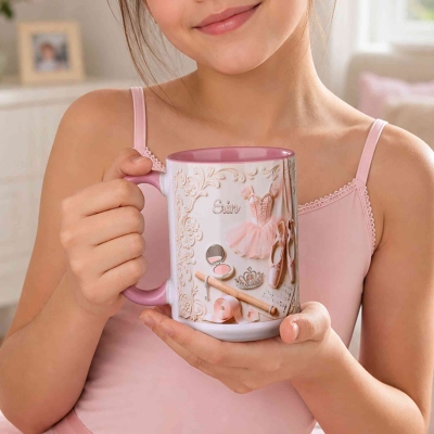 Tazza personalizzata a tema balletto e tutù con nome, tazza in ceramica per caffè o cioccolata calda, ideale per concorsi di danza e saggi, regalo di compleanno per amanti del balletto/ragazze.