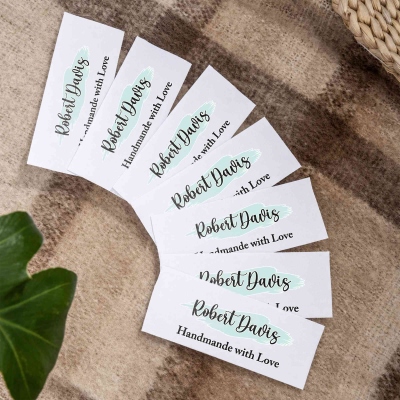 Custom Name Rectangular Watercolor Iron-on Labels (Set of 15), Cotton Sewing Appliques, Handmade Name Tags, Birthday Gifts for Knitters/Sewing Lovers
