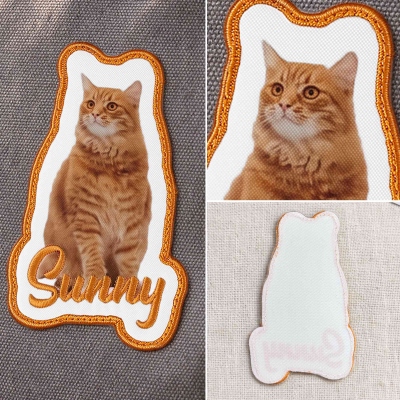 ペットの名前と肖像を刺繍したパーソナライズパッチ、犬や猫の写真入り刺繍パッチ、DIYデコレーション、ペット愛好家や飼い主への誕生日/記念日/追悼ギフト