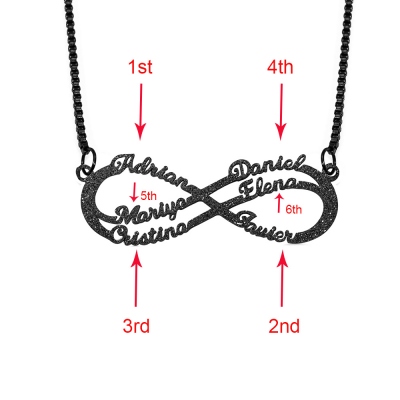Personalized Sparkling Infinity Name Necklace in Black