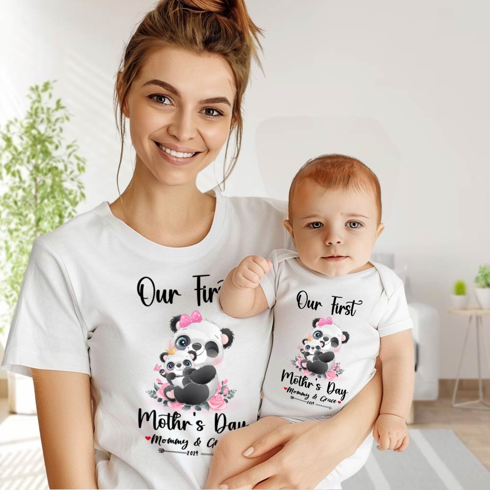 Our First Mother's Day Mom and Baby Set/Matching Shirt, Mummy and Baby Gift, Mama Baby Bunnies, T-shirt Bodysuit Romper Babygrow Vest Set, New Mom Gift, Mother's Day Gift