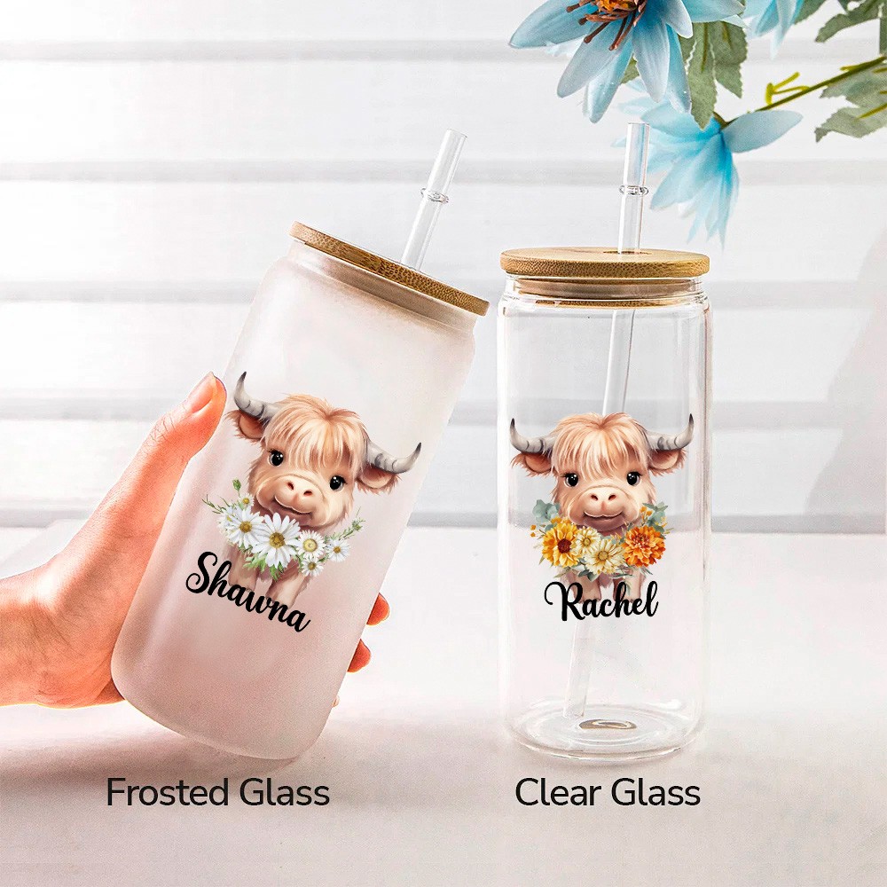 Glass cup with name