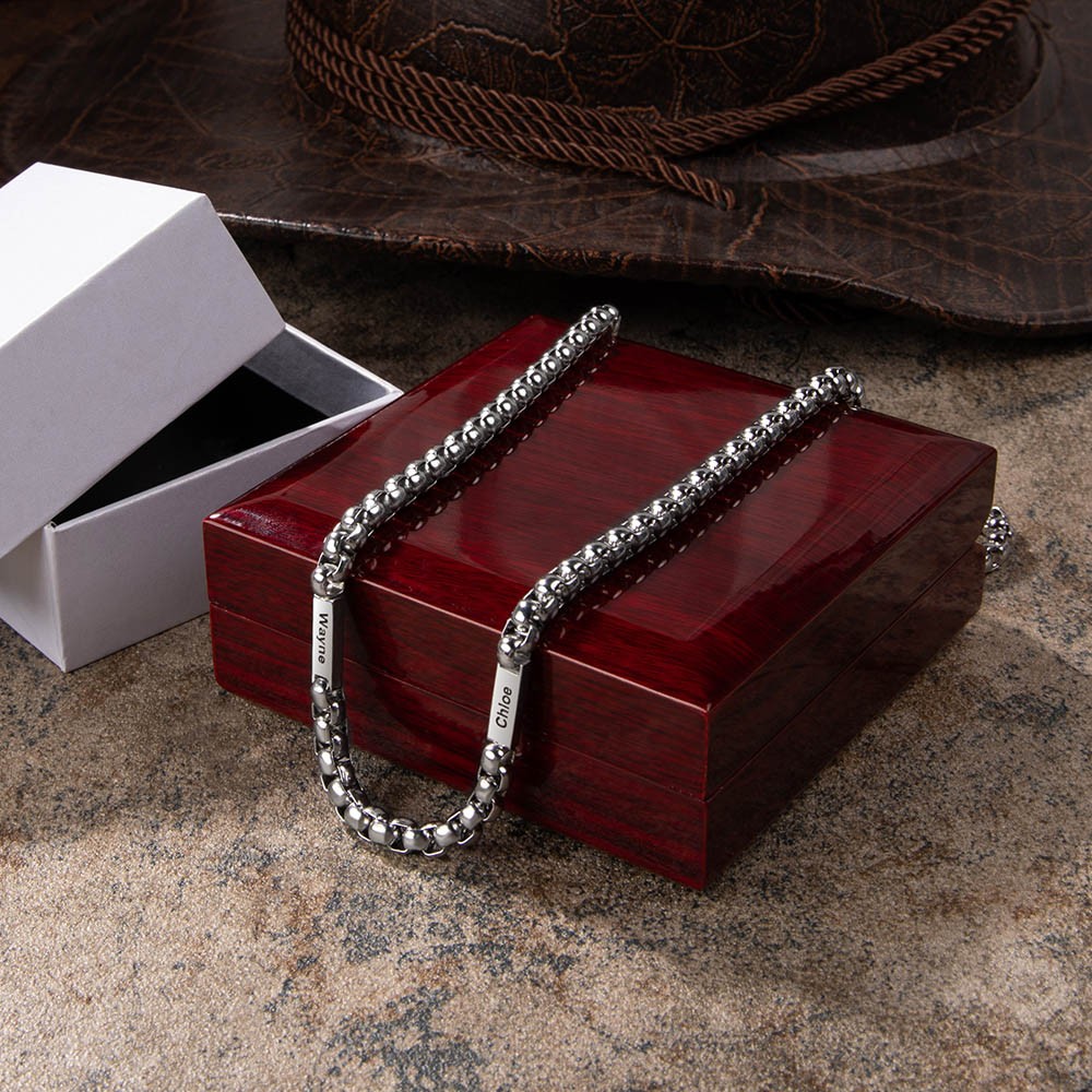 Colar com pingente de elo cubano personalizado com 2 nomes, joias minimalistas personalizadas para homens, presente de dia dos pais/aniversário para pai/namorado/marido