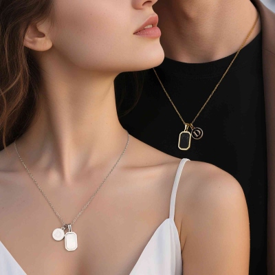 18k Gold Onyx Halskette Rec, 18K Gold Kompass Halskette, Wasserdichte Halskette für Mann, Edelstahl Halskette, Geschenk für Mann, Geschenk für Ihn