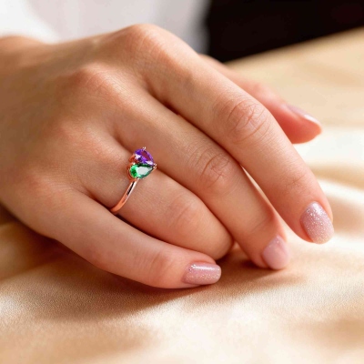 heart birthstone ring for wife/sister/girlfriend