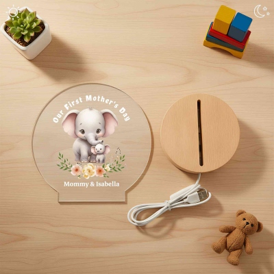 Night Light with Wooden Base
