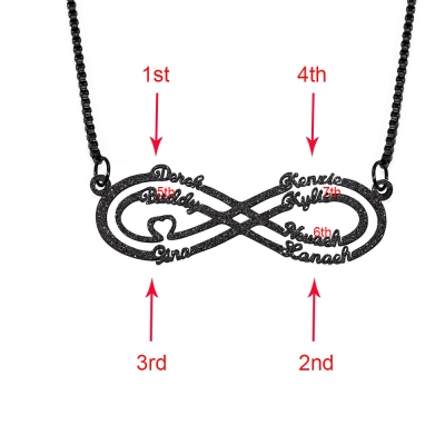 Personalized Sparkling Infinity Name Necklace in Black