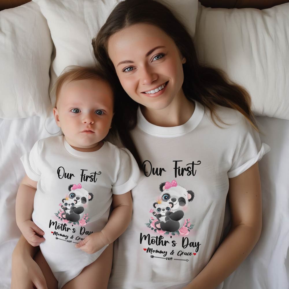 Our First Mother's Day Mom and Baby Set/Matching Shirt, Mummy and Baby Gift, Mama Baby Bunnies, T-shirt Bodysuit Romper Babygrow Vest Set, New Mom Gift, Mother's Day Gift