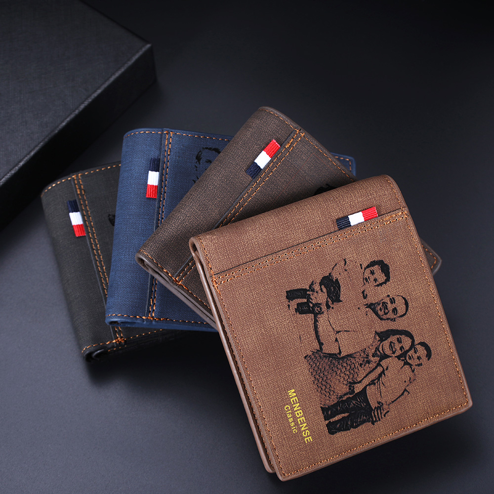 Personalized Photo Leather Wallet Engraved with Text, Father's Day Birthday Gift for Men