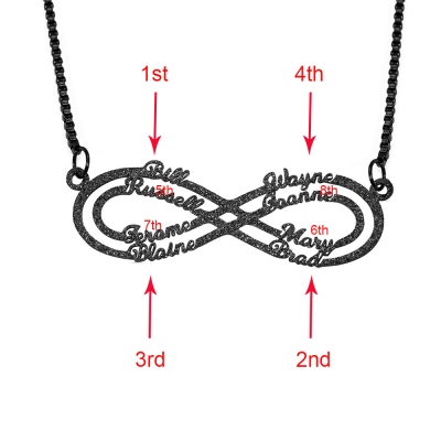 Personalized Sparkling Infinity Name Necklace in Black