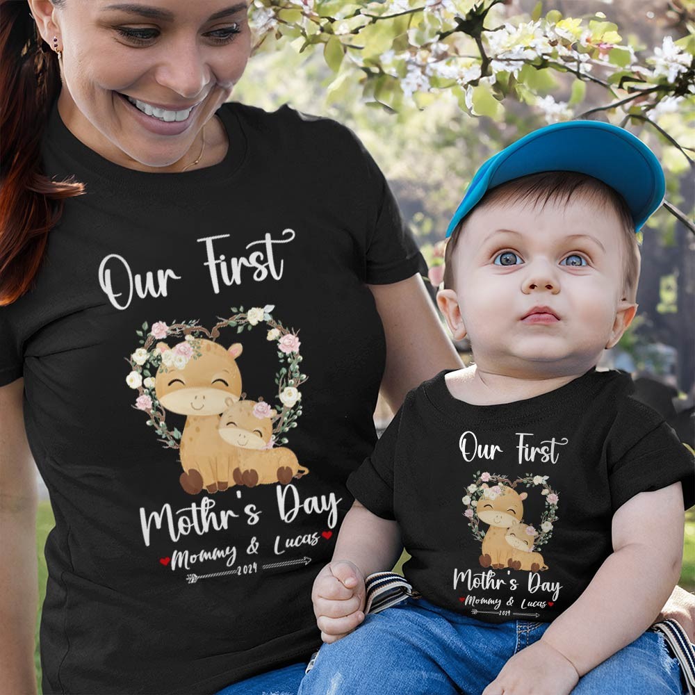 Our First Mother's Day Mom and Baby Set/Matching Shirt, Mummy and Baby Gift, Mama Baby Bunnies, T-shirt Bodysuit Romper Babygrow Vest Set, New Mom Gift, Mother's Day Gift
