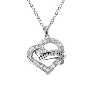 Graverade hjärta inpackade bandband pärla halsband i silver