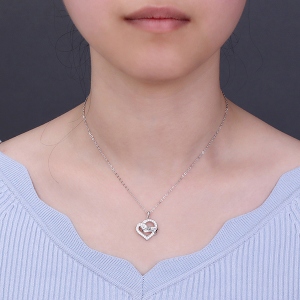 Heart Wrapped Ribbon Gem Necklace