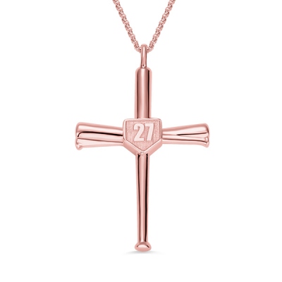 Engraved Double Side Baseball Cross Necklace