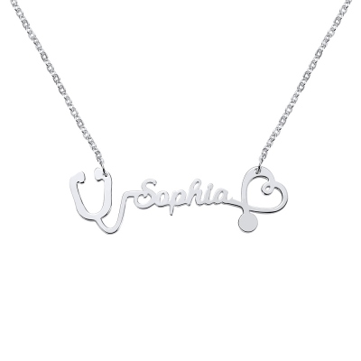 Personalized Name Stethoscope Necklace