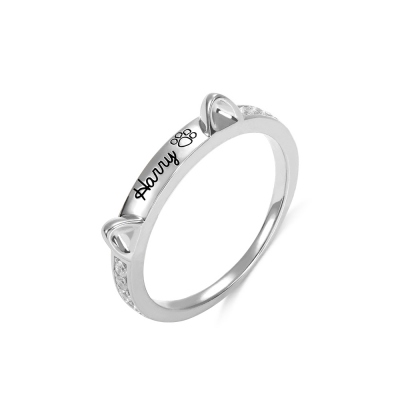 Gravierter Haustier Ring in Ohr- und Knochenform
