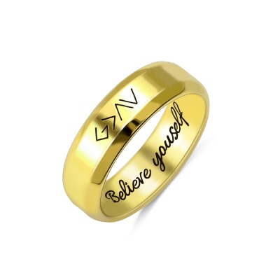 Engraved "God is greater than the highs and lows" Ring in Gold