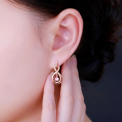 Name Earrings with Dance Birthstone