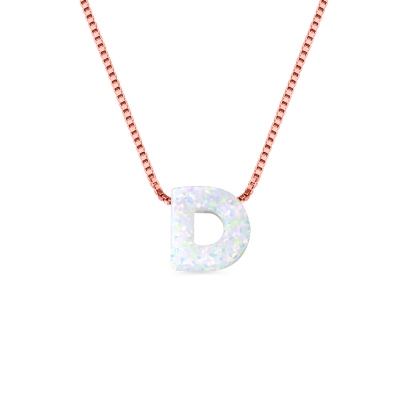 Personalized Natural Opal Letter Necklace 